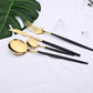 24 pieces black and gold flatware stainless steel cutlery set.